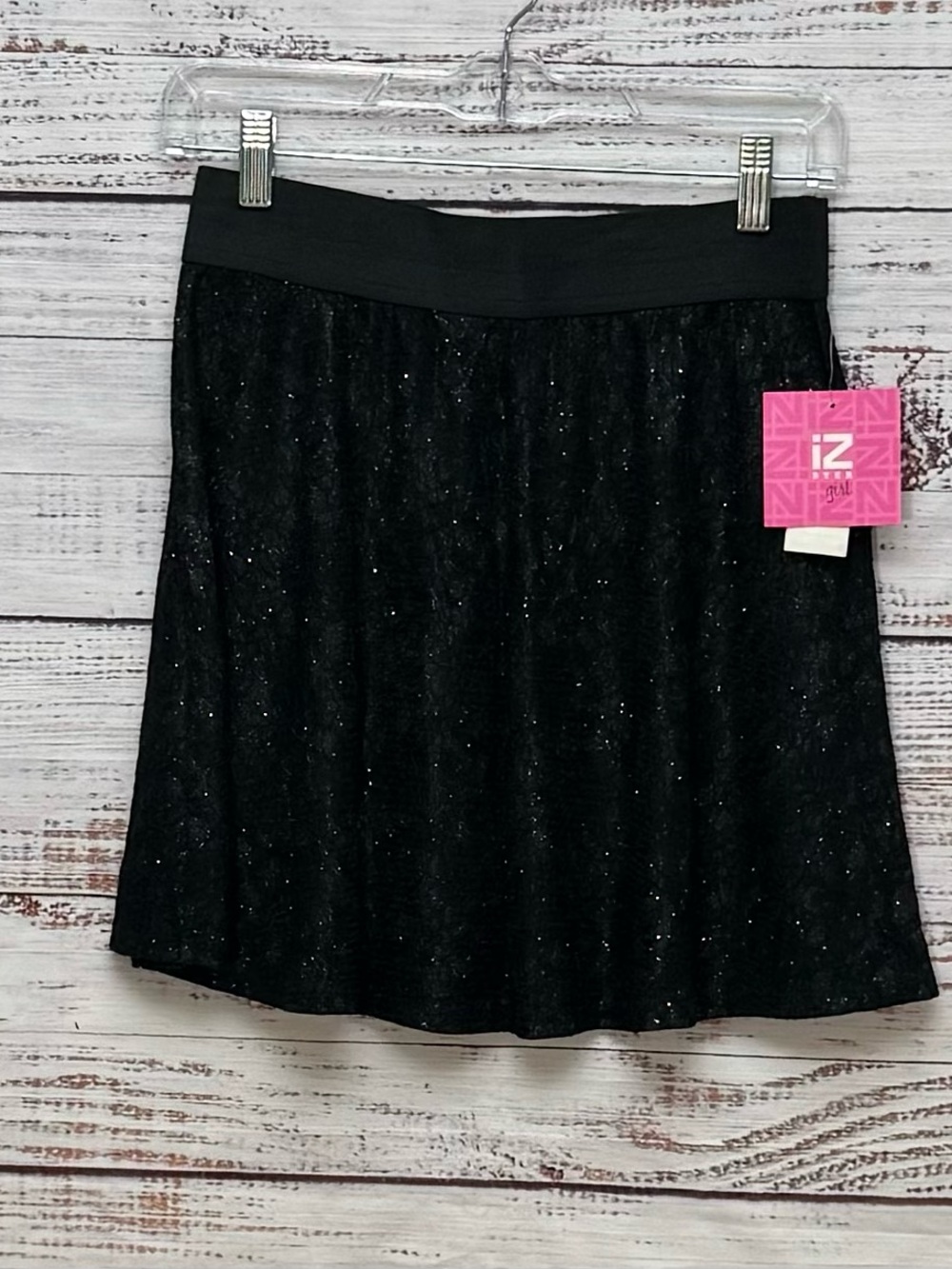 NWT iZ Byer Girls California Black Sparkle A-Line Skirt